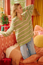 BiBi Striped Long Sleeve Sweater – Classic Cozy Everyday Style