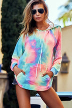BiBi Tie Dye French Terry Hoodie – Cozy Kangaroo Pocket Casual Streetwear