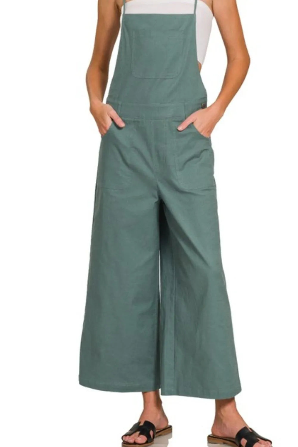 Woven Spaghetti Strap Overalls – Lightweight Casual Summer Style