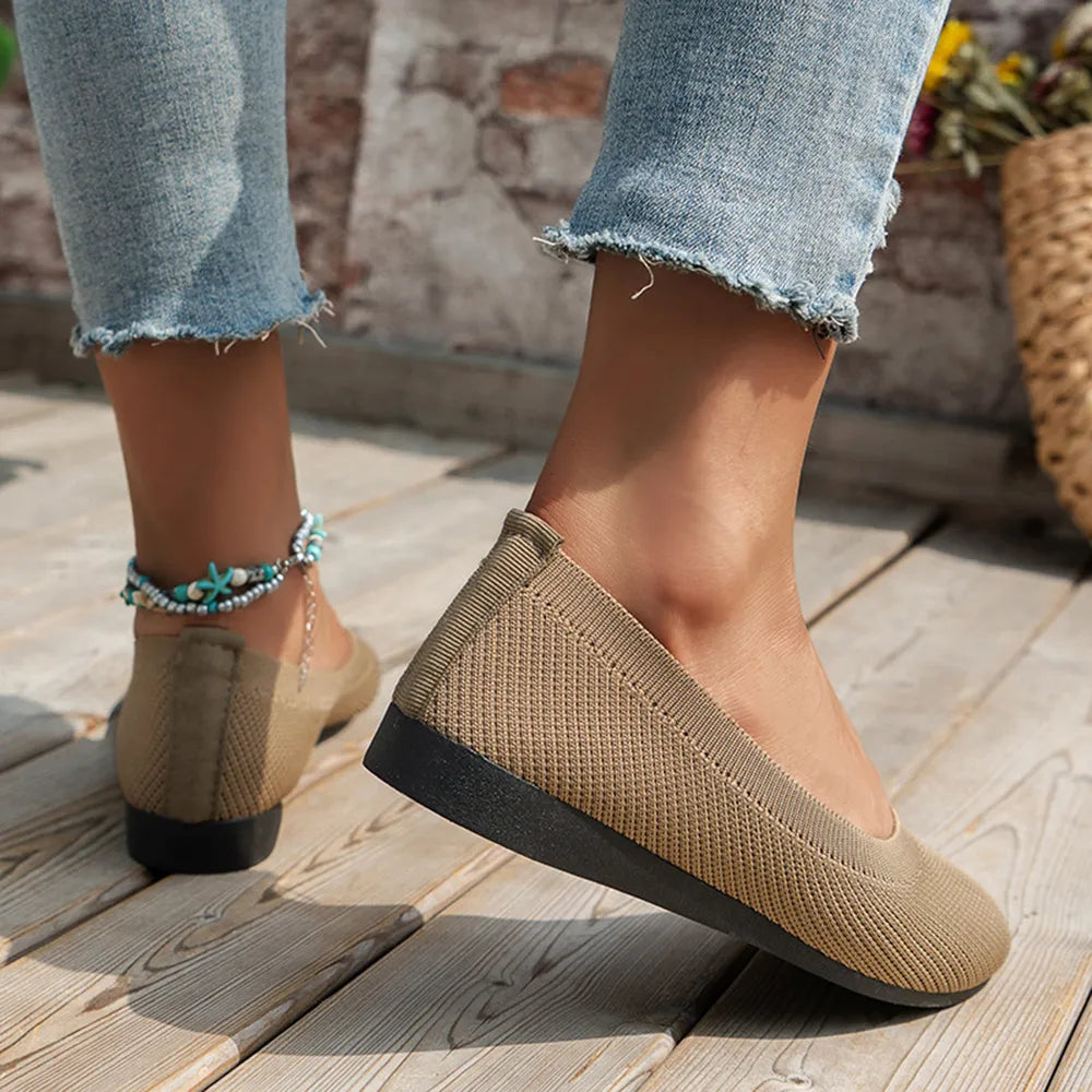 Round Toe Knit Ballet Flats – Comfortable Everyday Slip-Ons