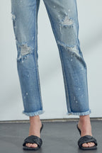 Artemis Vintage High Rise Distressed Straight Jeans – Edgy Classic Fit