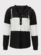 Color Block Drawstring Long Sleeve Hoodie – Casual Cozy Pullover