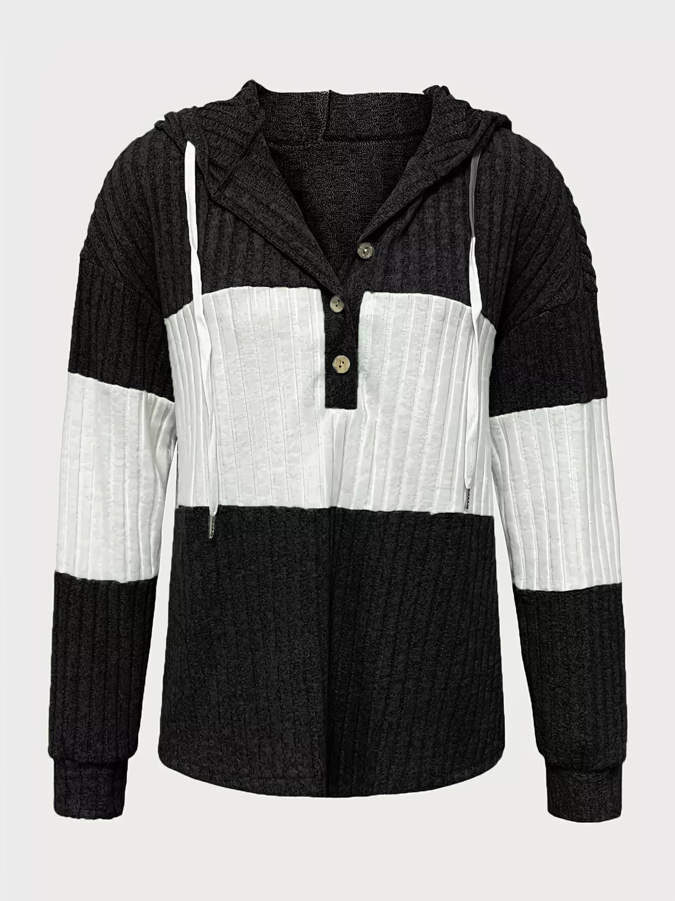 Color Block Drawstring Long Sleeve Hoodie – Casual Cozy Pullover