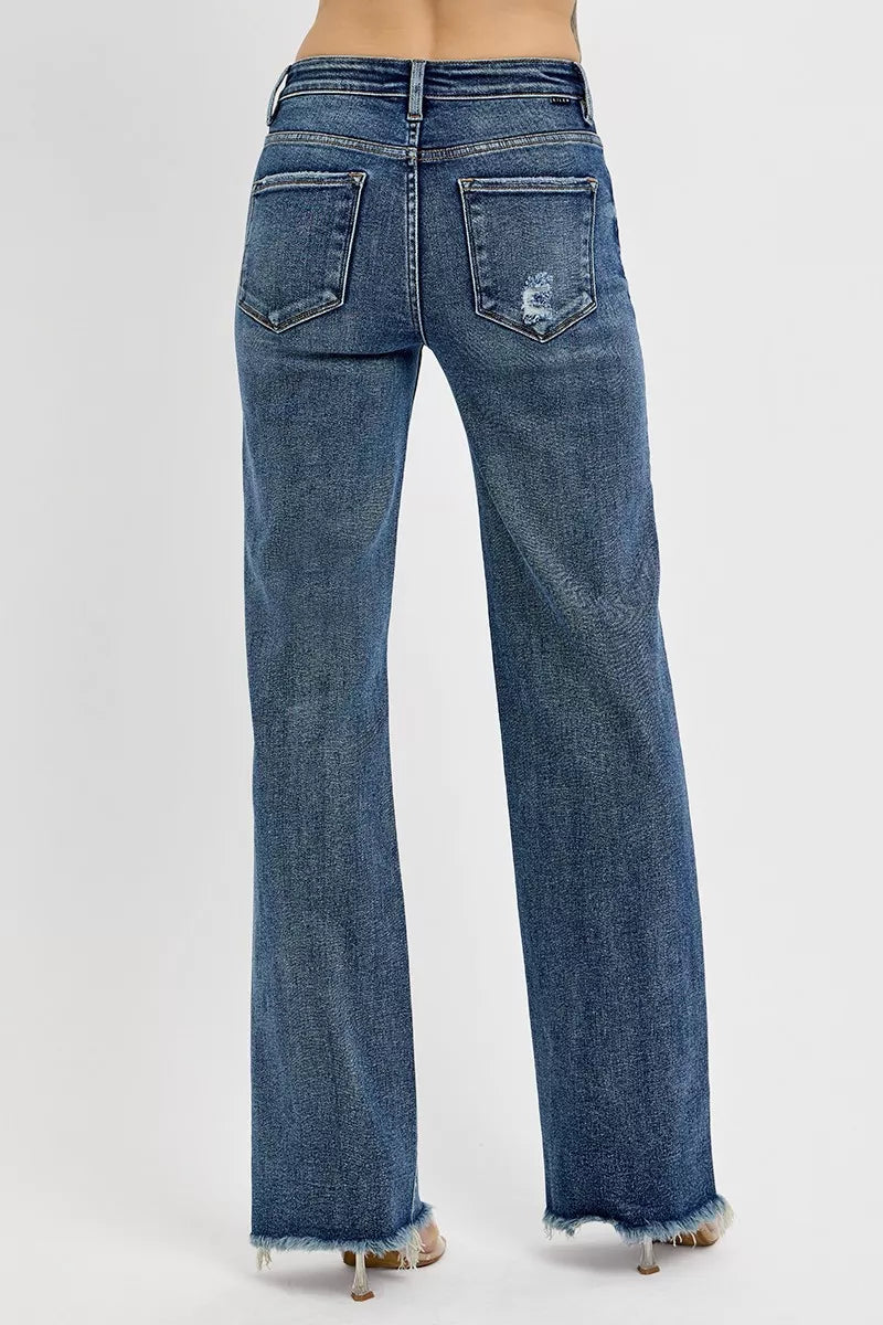 Tummy Control High Rise Long Straight Jeans – Slimming Classic Fit
