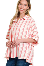 Woven Yarn-Dye Stripe Oversized Button Down Shirt – Chic & Versatile