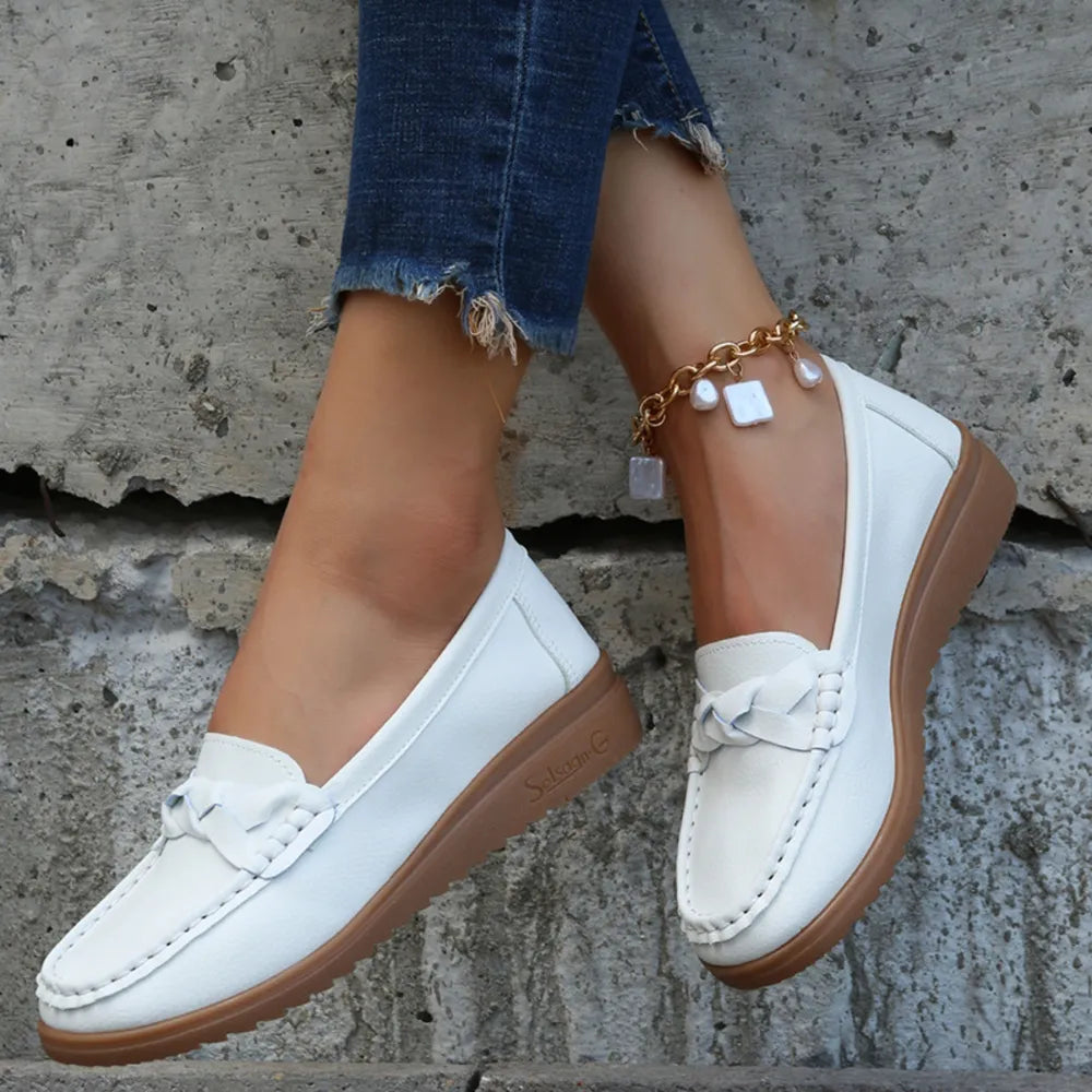 Weave Wedge Heeled Loafers – Comfortable Chic Everyday Shoes