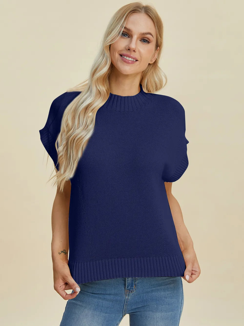 Mock Neck Short Sleeve Sweater – Chic, Cozy & Versatile
