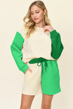 Contrast Drop Shoulder Top & Shorts Set – Trendy, Comfy & Versatile