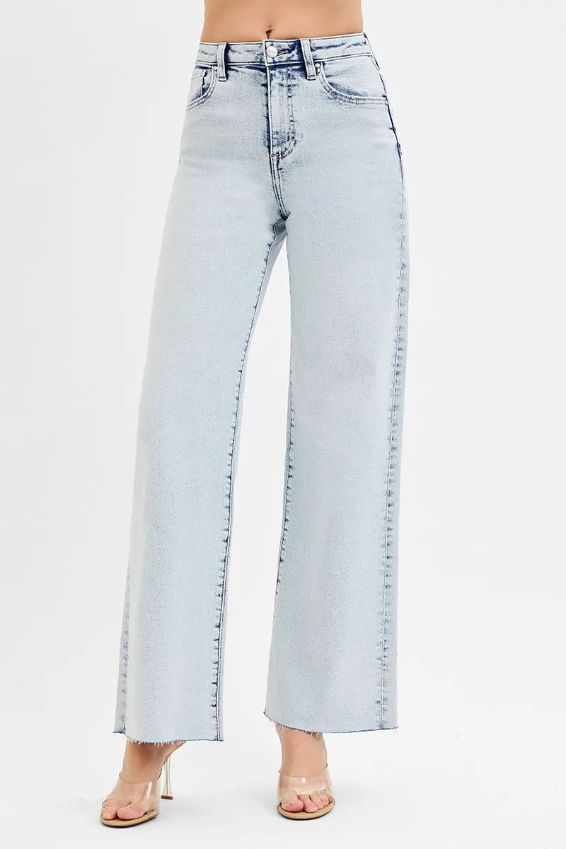Dreamkue-Risen Women's High Rise Wide Leg Jeans Stretch Denim Pants for Casual & Dressy Outfits