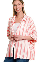 Woven Yarn-Dye Stripe Oversized Button Down Shirt – Chic & Versatile