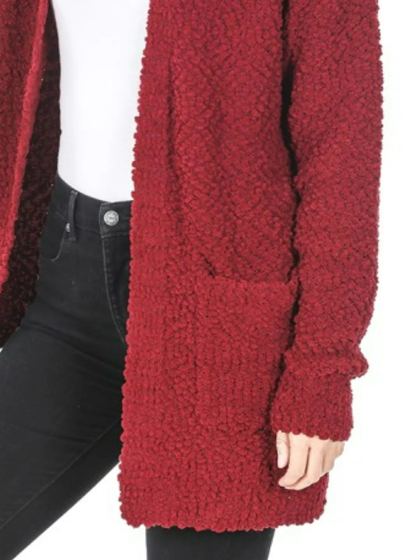 Long Sleeve Popcorn Sweater Cardigan – Cozy Knit with Pockets