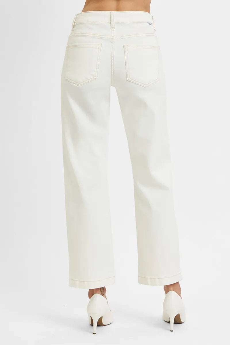 Tummy Control Mid Rise Ankle Straight Jeans | Sleek Everyday Fit