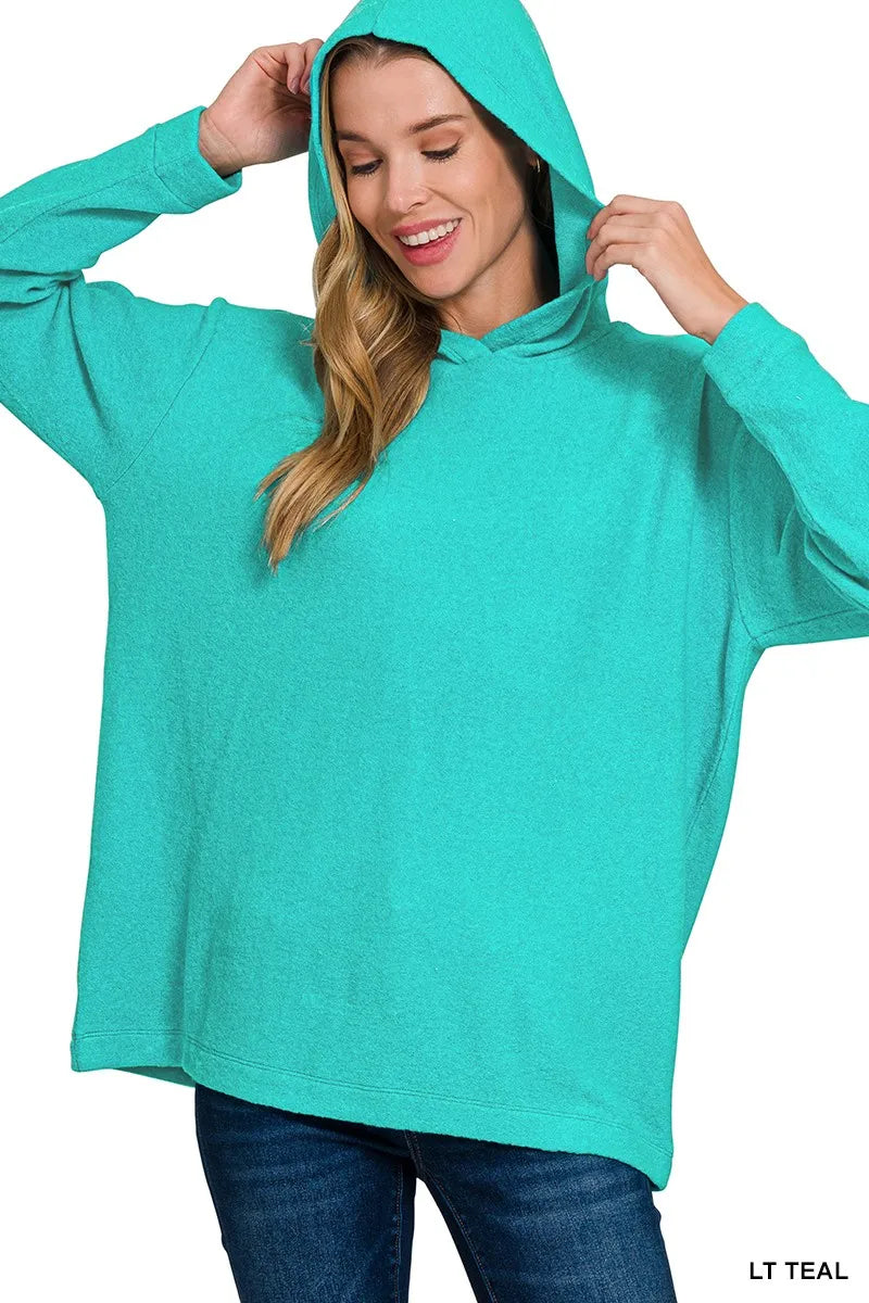 Hooded Brushed Melange Hacci Sweater – Cozy & Stylish Loungewear