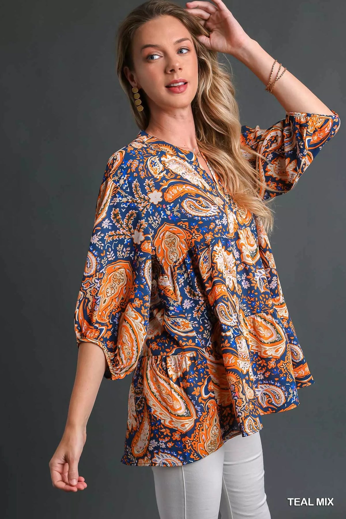 Mix Paisley Boho Tunic Blouse – Flowy Bohemian Top for Any Occasion