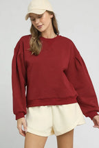 Round Neck Pleated Sweatshirt – Chic, Comfy & Effortlessly Stylish