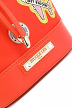 Red Bucket Crossbody Bag with Patches – Playful Street-Style Purse