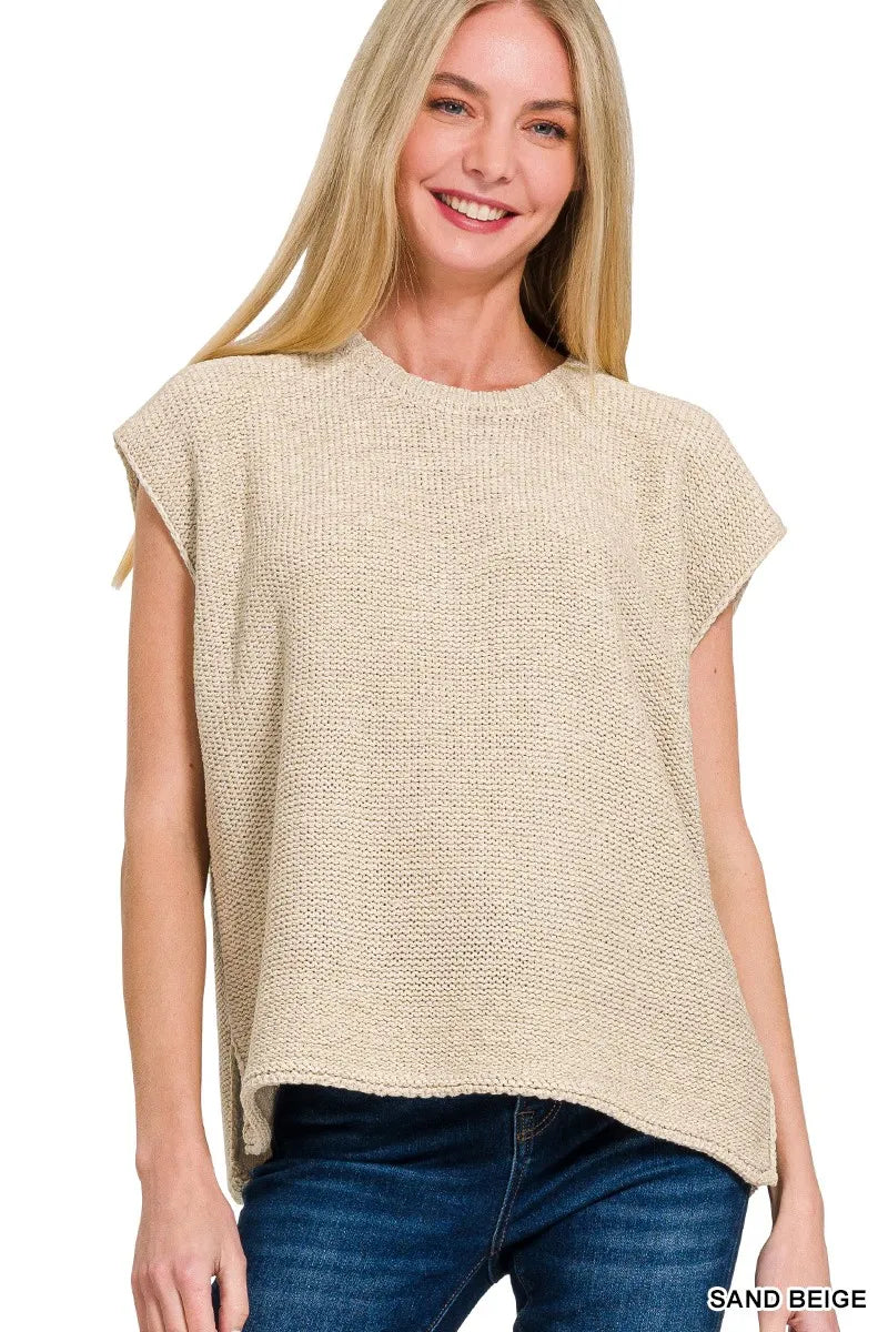 Zenana Oversized Crew Neck Sweater Vest – Trendy Layering Piece