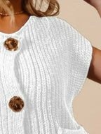 Big Metal Button Front Sweater Vest – Chic Layering Knit Top