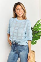 Solid Knit Half Sleeve Top – Classic Round Neck Everyday Top