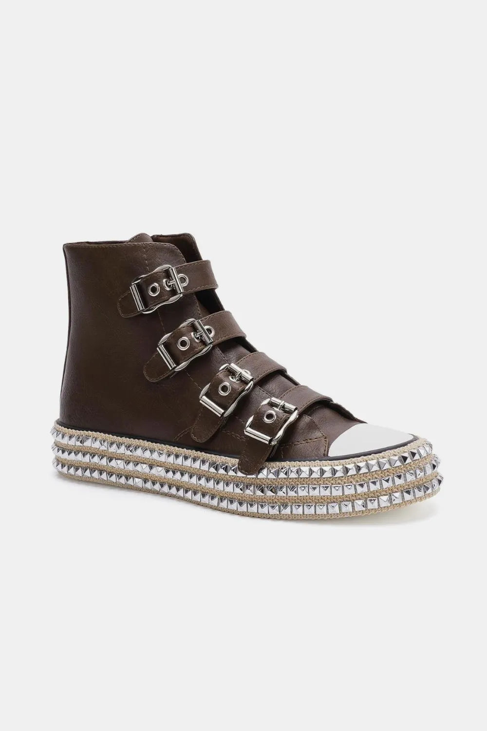 Multi-Buckle Studded Platform Sneakers – Punk Rock Street Style