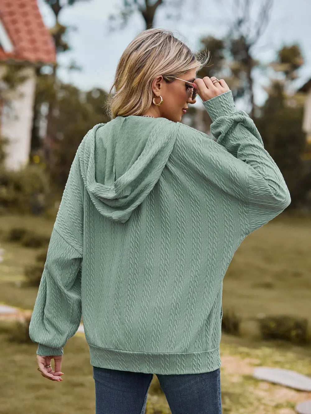 Zip Up Drawstring Long Sleeve Hooded Jacket – Casual Lightweight Layer