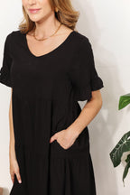 V-Neck Tiered Dress with Flounce Sleeves Elegant & Feminine Style