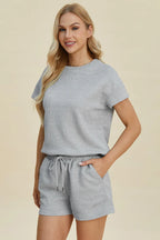 Textured Short Sleeve Top & Shorts Set – Comfy, Chic & Versatile