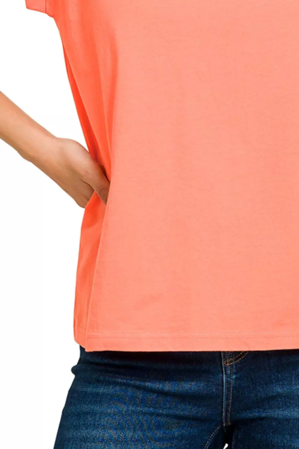 Zenana Round Neck Folded Short Sleeve T-Shirt – Classic, Simple & Versatile