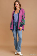 Animal Print Sweater Cardigan – Trendy Open-Front Layering Piece