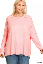 Pink Long Sleeve T-Shirt for Women | Comfortable Casual Cotton Blend Top