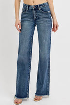 Tummy Control High Rise Long Straight Jeans – Slimming Classic Fit