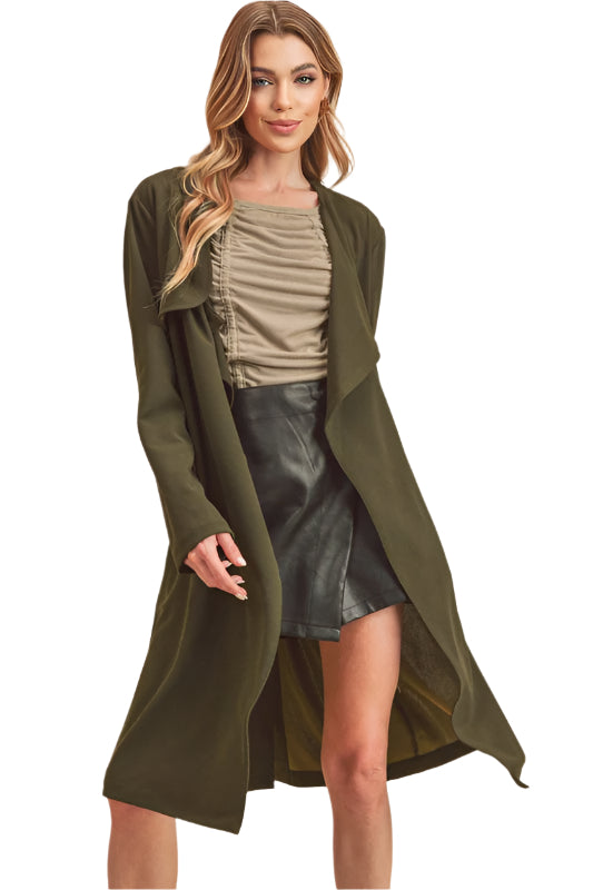 Aemi + Co Open Front Long Sleeve Longline Coat