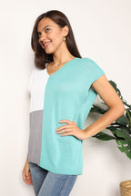 Color Block V-Neck Knit Top – Modern, Stylish & Versatile