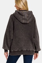 Acid Wash Fleece Kangaroo Hoodie – Trendy Casual Comfort