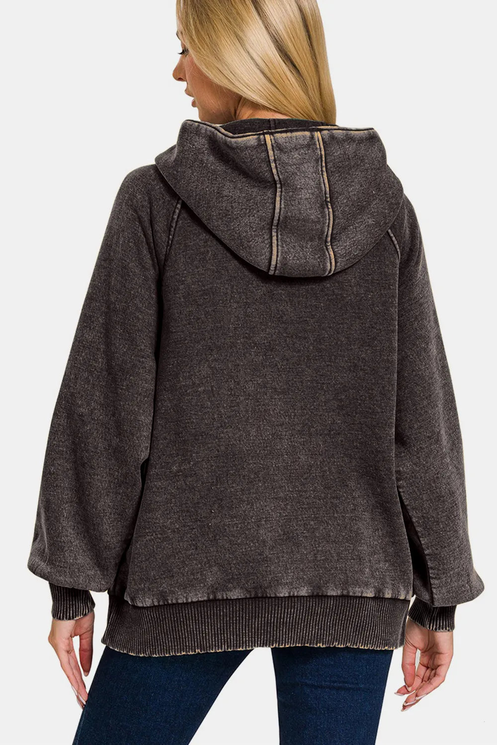 Acid Wash Fleece Kangaroo Hoodie – Trendy Casual Comfort