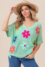 BiBi Flower Patch Dolman Sleeve Sweater – Lightweight Chic Style