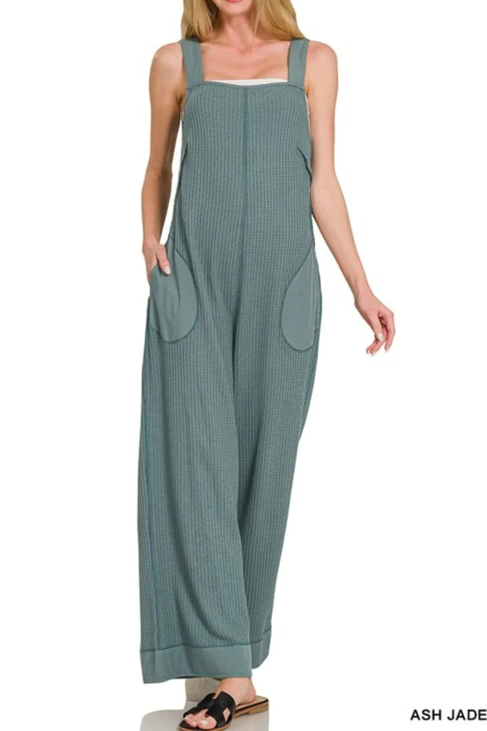 Knit Waffle Wide-Leg Overalls – Comfy, Textured & Effortlessly Trendy