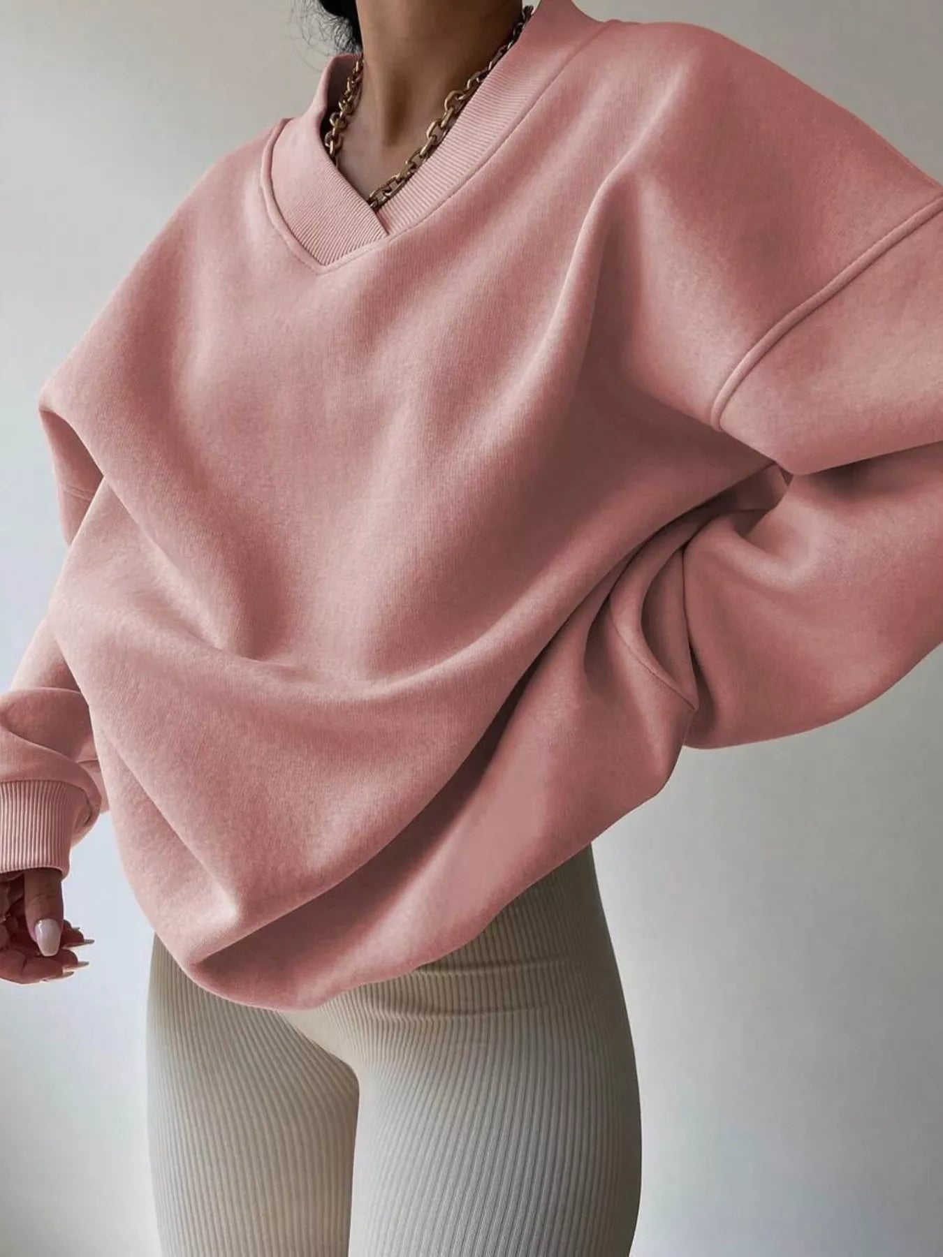 Dropped Shoulder Long Sleeve Oversized Sweatshirt – Cozy Casual Fit