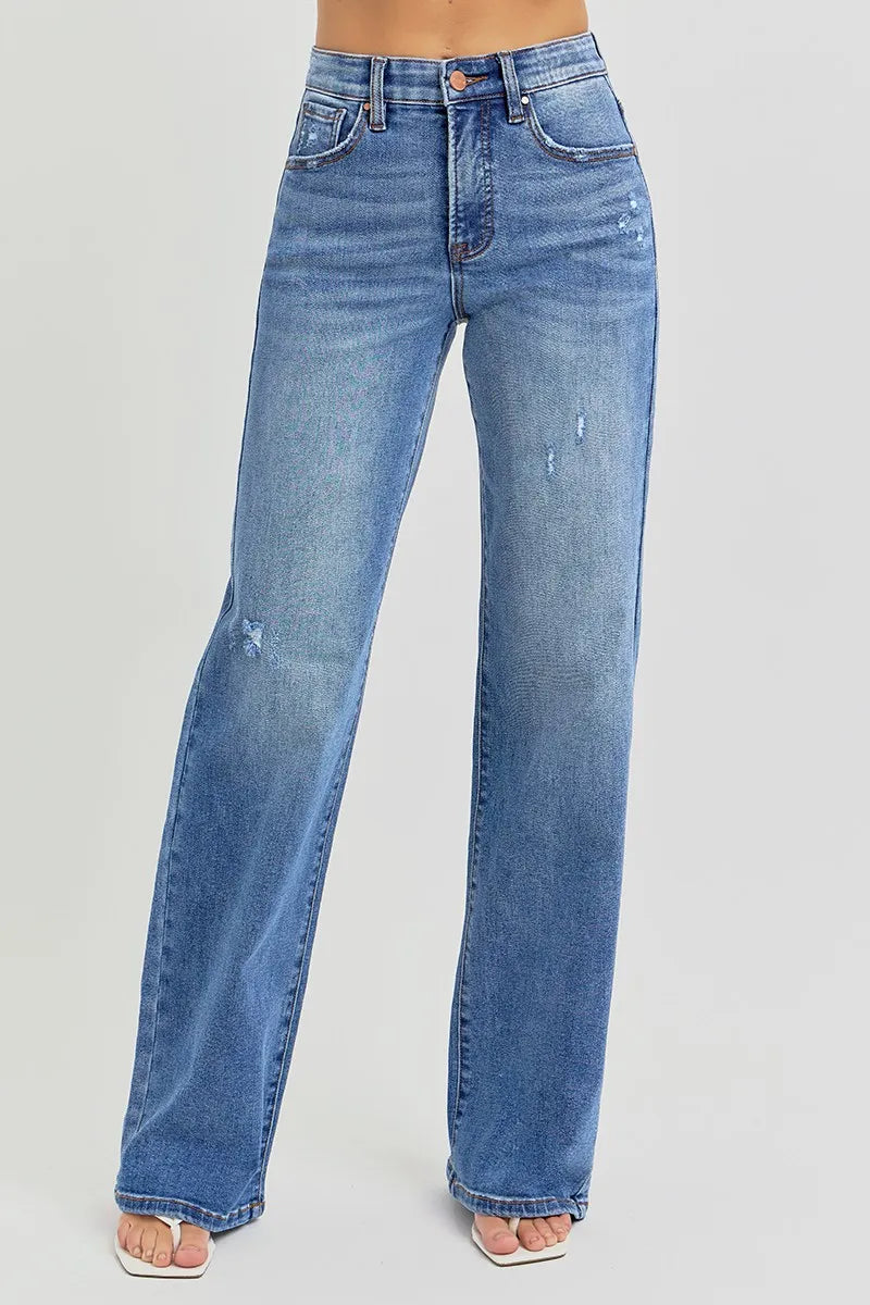 Dreamkue-Risen Women's High Rise Wide Leg Jeans with Tummy Control & Elastic Waistband