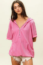 Vintage Washed Waffle Thermal Hoodie | Cozy Women’s Casual Pullover