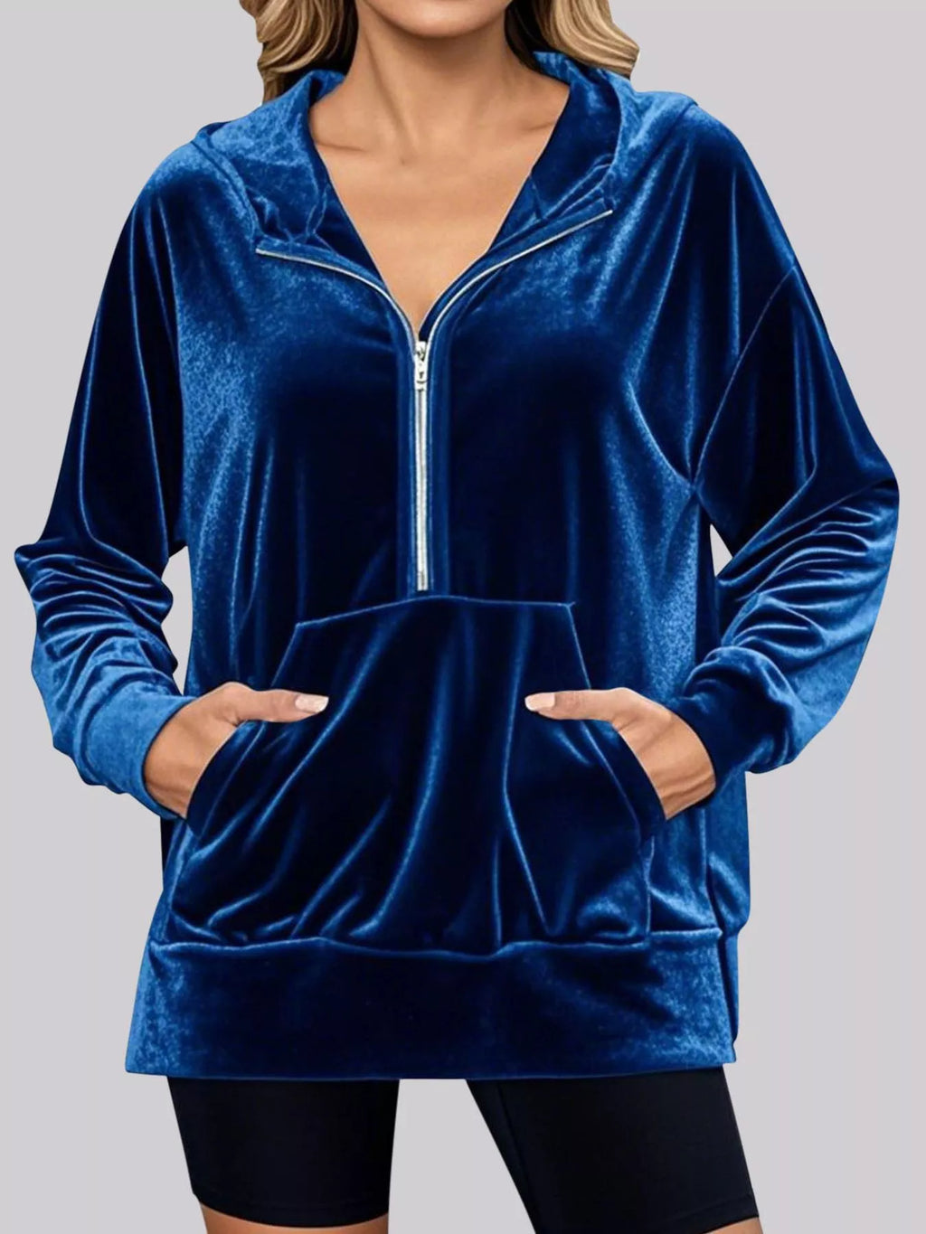 Half Zip Kangaroo Pocket Hoodie – Cozy Casual Pullover
