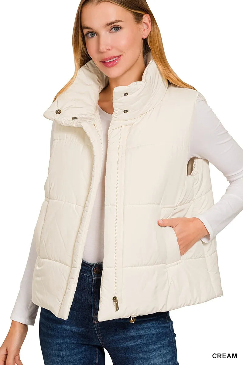 Zenana High Neck Zip-Up Vest Coat – Stylish Layering Essential