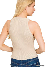 Zenana Ribbed Knit Sweater Vest – Classic Button-Down Layering Piece