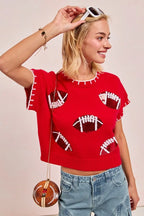 Gameday Sequin Football Sweater – Sporty, Cozy & Eye-Catching Style