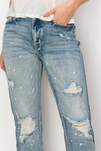 Artemis Vintage High Rise Distressed Straight Jeans – Edgy Classic Fit