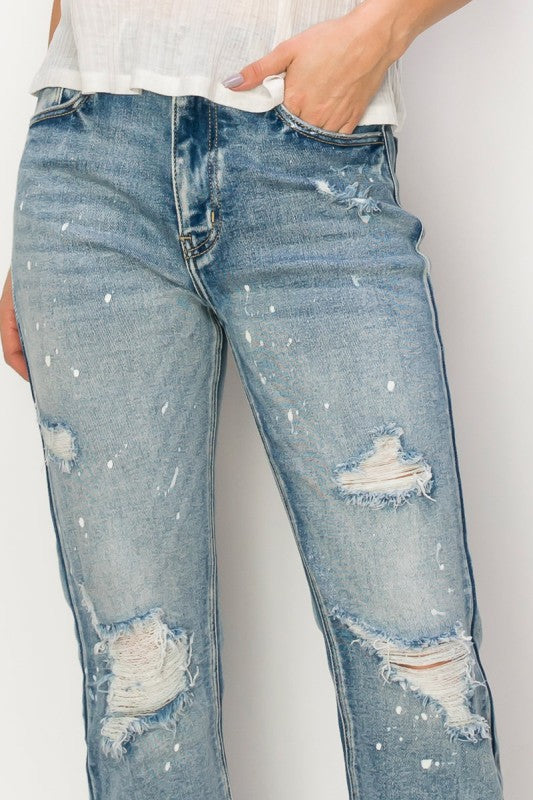Artemis Vintage High Rise Distressed Straight Jeans – Edgy Classic Fit