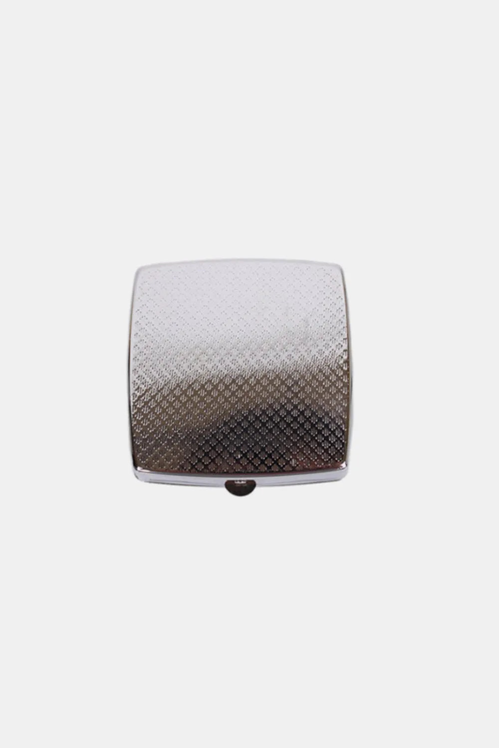 Nicole Lee metallic square pill case with textured silver finish, closed.