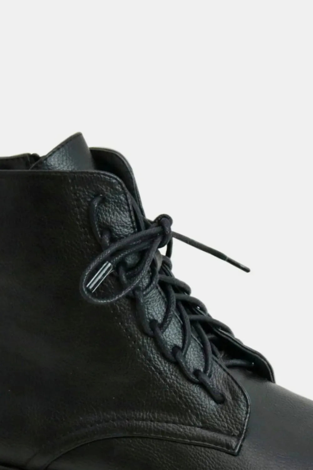 Faux Leather Lace-Up Boots with Side Zipper – Stylish & Practical