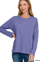 Zenana Heather Purple Long Sleeve T-Shirt – Soft, Relaxed Everyday Style
