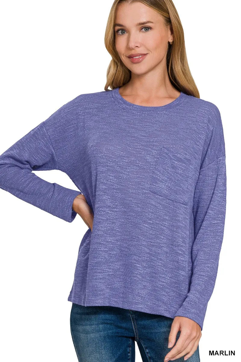 Zenana Heather Purple Long Sleeve T-Shirt – Soft, Relaxed Everyday Style